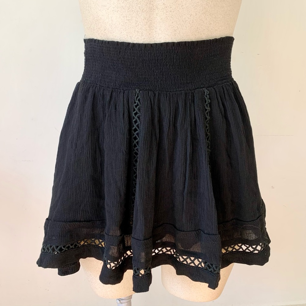 Black Eyelet Mini Skirt XS
